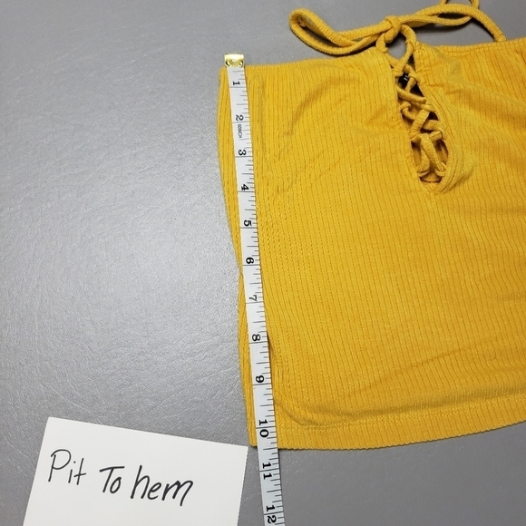 forever 21 mustard yellow strapless crop top women's size medium - Picture 4 of 7